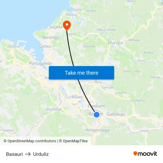 Basauri to Urduliz map