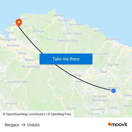 Bergara to Urduliz map