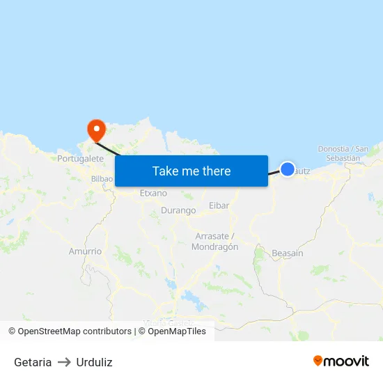 Getaria to Urduliz map
