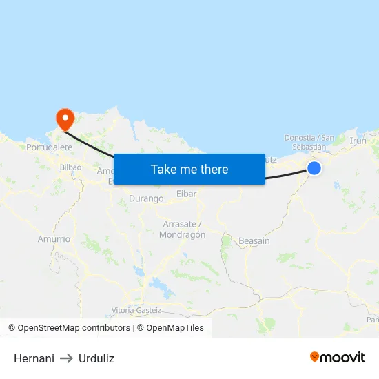 Hernani to Urduliz map