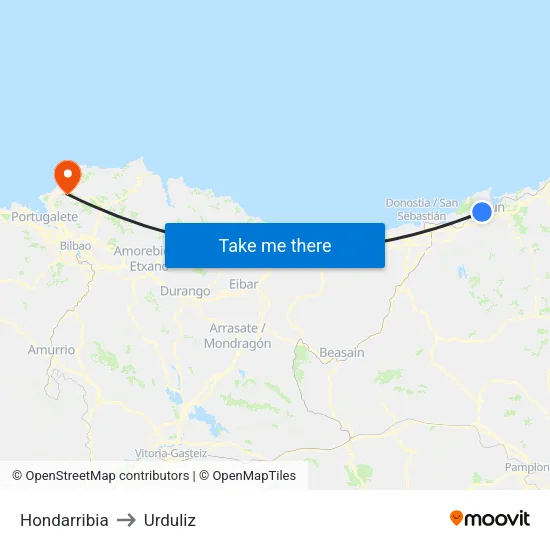 Hondarribia to Urduliz map