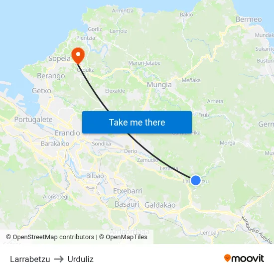 Larrabetzu to Urduliz map