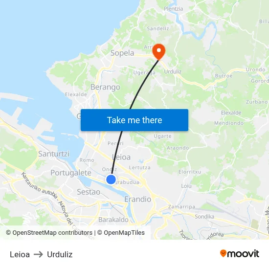 Leioa to Urduliz map