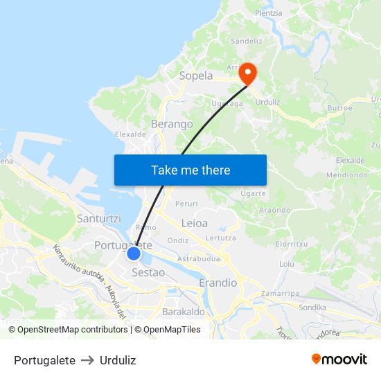 Portugalete to Urduliz map