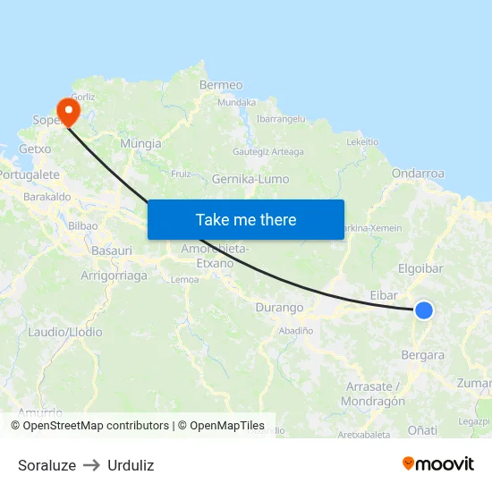 Soraluze to Urduliz map