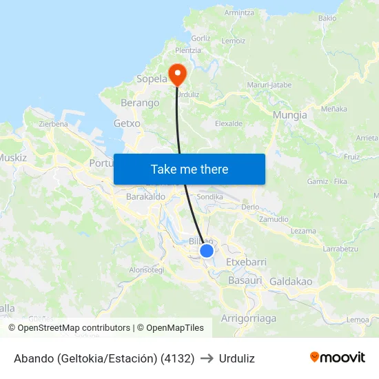 Abando (Geltokia/Estación) (4132) to Urduliz map