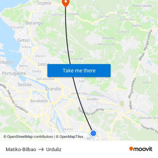 Matiko-Bilbao to Urduliz map