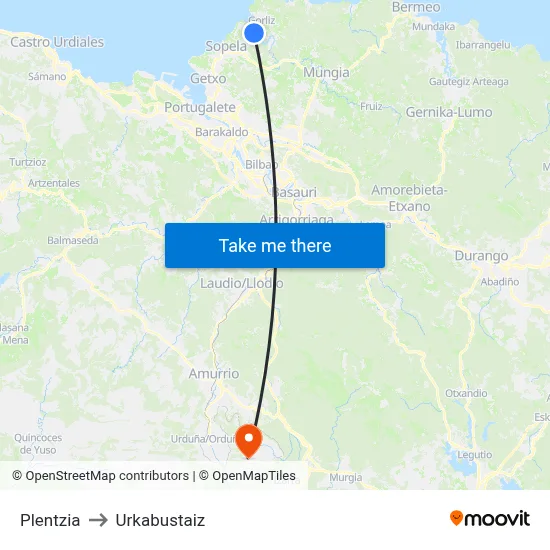 Plentzia to Urkabustaiz map