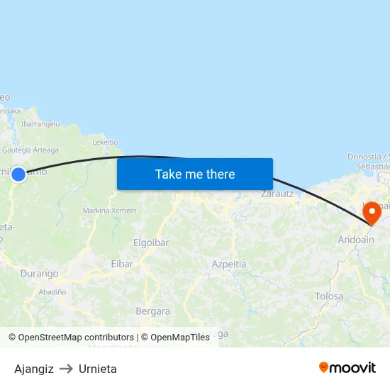 Ajangiz to Urnieta map