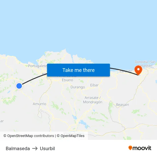 Balmaseda to Usurbil map