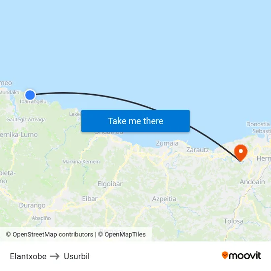 Elantxobe to Usurbil map