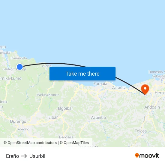 Ereño to Usurbil map