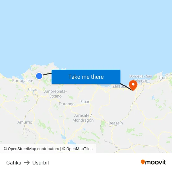 Gatika to Usurbil map