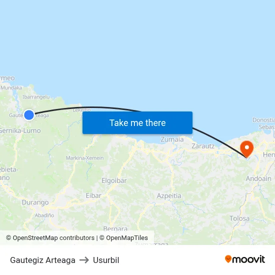 Gautegiz Arteaga to Usurbil map