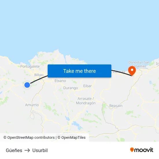 Gúeñes to Usurbil map