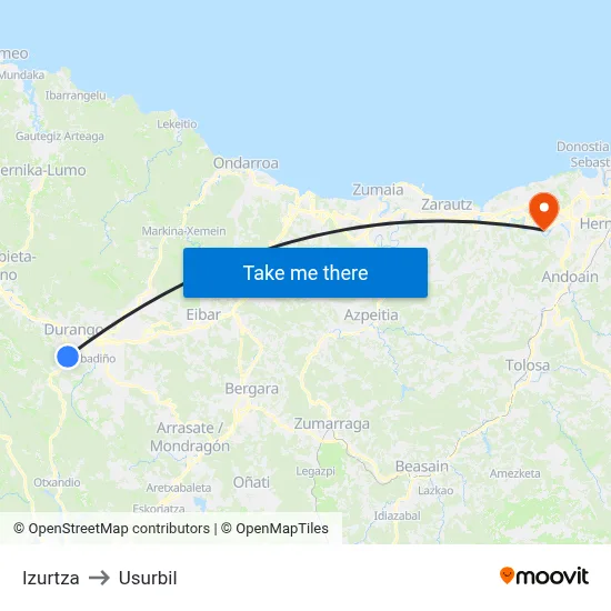 Izurtza to Usurbil map