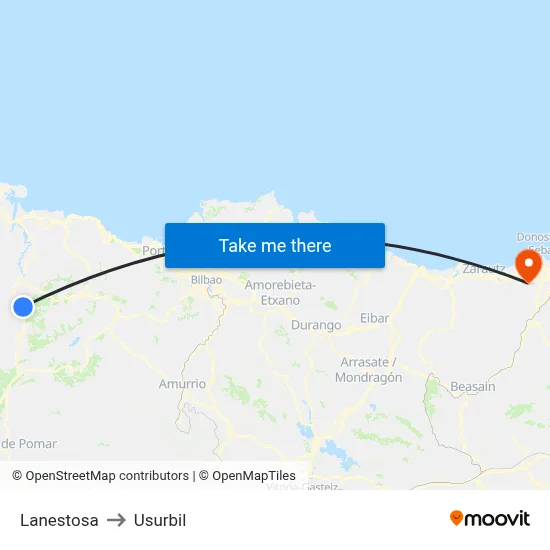Lanestosa to Usurbil map