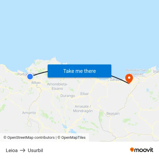 Leioa to Usurbil map