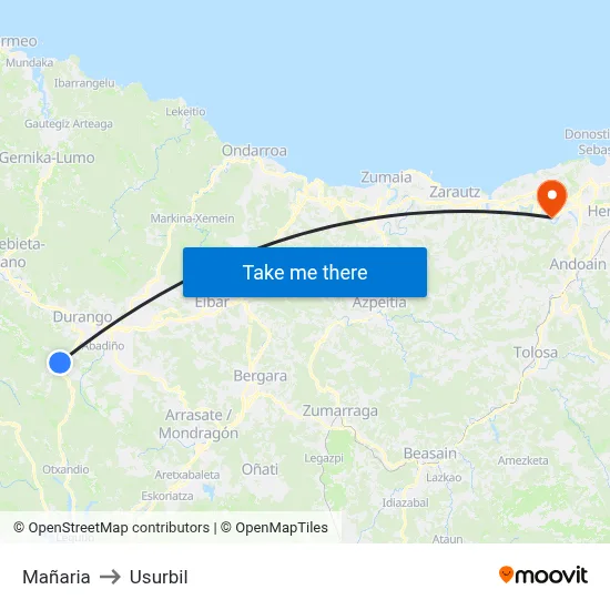 Mañaria to Usurbil map