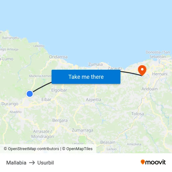 Mallabia to Usurbil map