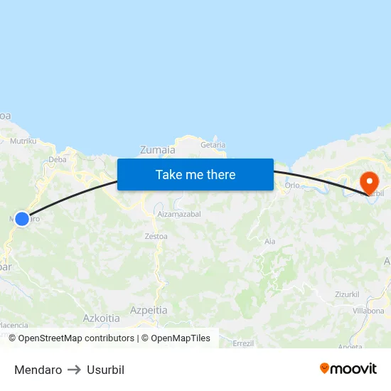 Mendaro to Usurbil map