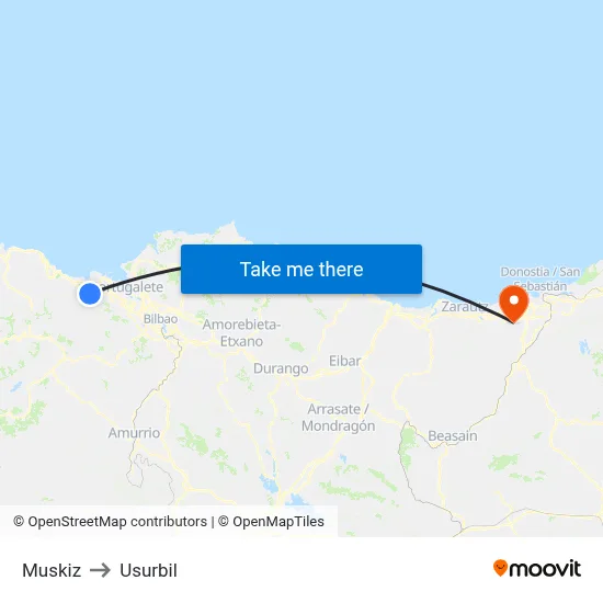 Muskiz to Usurbil map