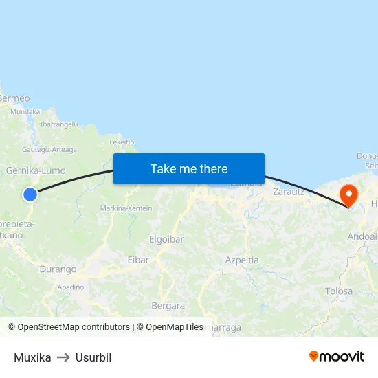 Muxika to Usurbil map