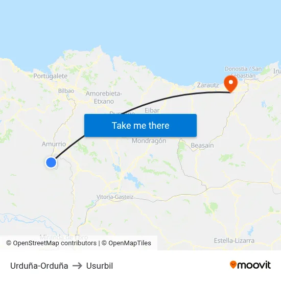 Urduña-Orduña to Usurbil map