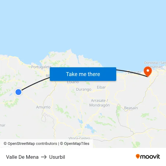 Valle De Mena to Usurbil map