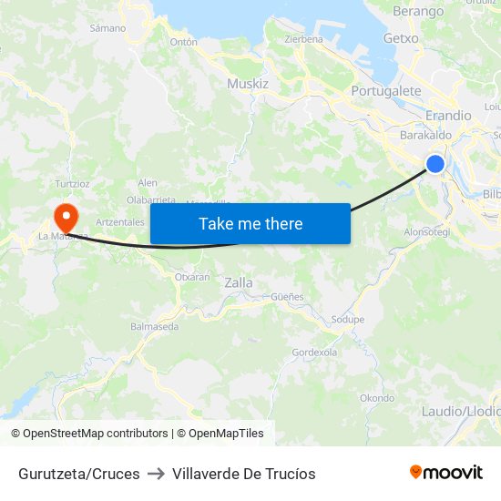 Gurutzeta/Cruces to Villaverde De Trucíos map