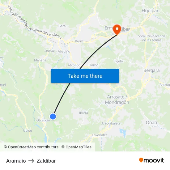 Aramaio to Zaldibar map