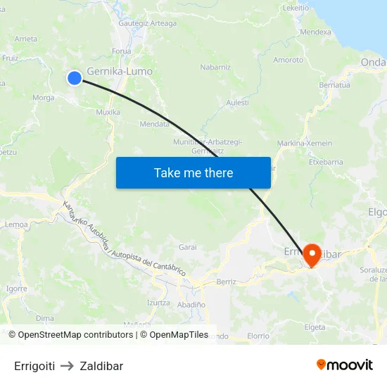 Errigoiti to Zaldibar map