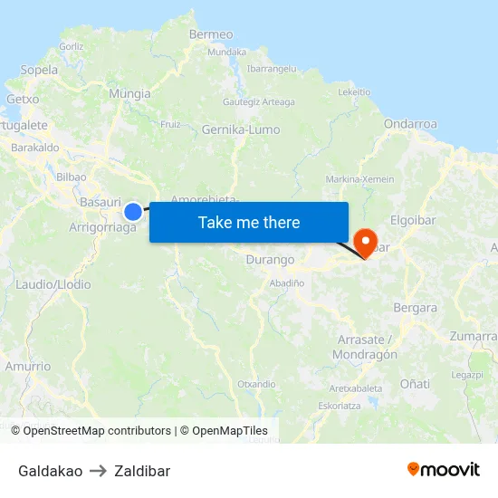 Galdakao to Zaldibar map