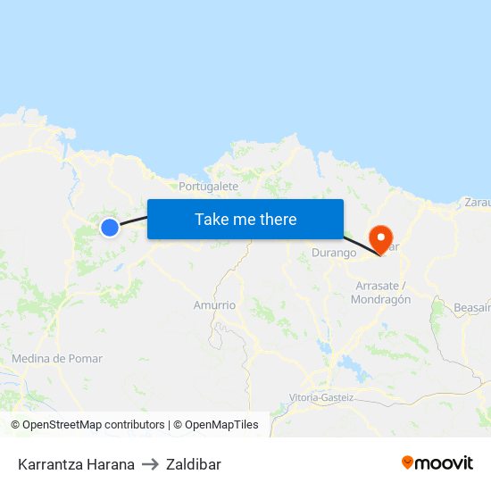 Karrantza Harana to Zaldibar map