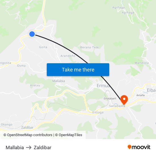 Mallabia to Zaldibar map