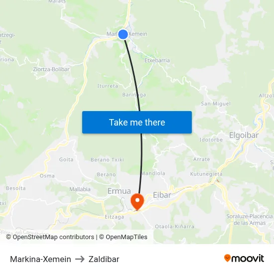 Markina-Xemein to Zaldibar map