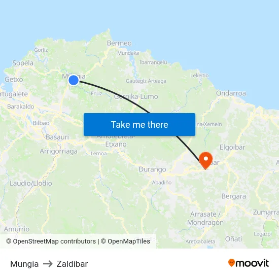 Mungia to Zaldibar map