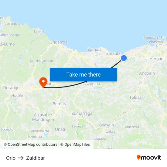 Orio to Zaldibar map