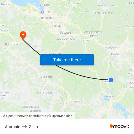 Aramaio to Zalla map