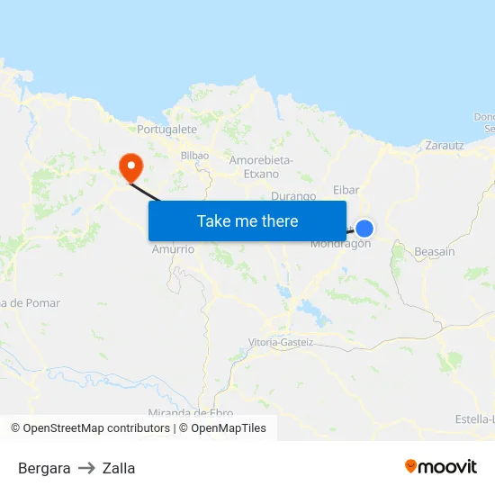 Bergara to Zalla map
