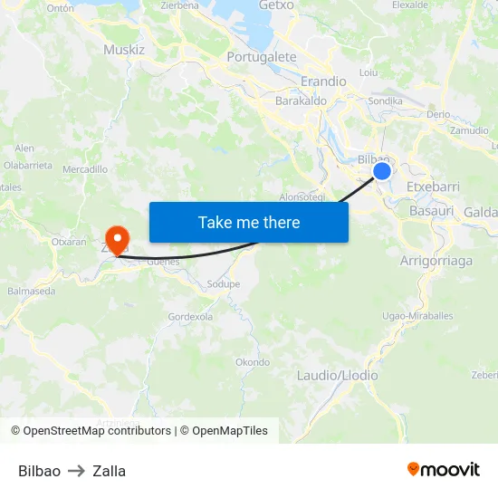 Bilbao to Zalla map