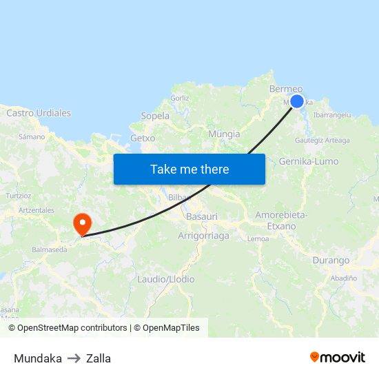 Mundaka to Zalla map