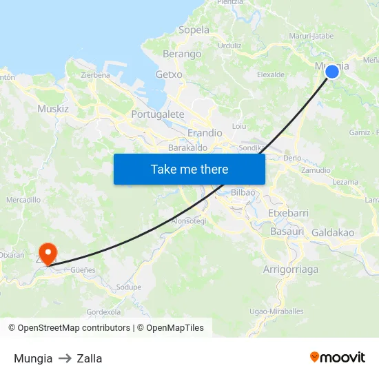 Mungia to Zalla map