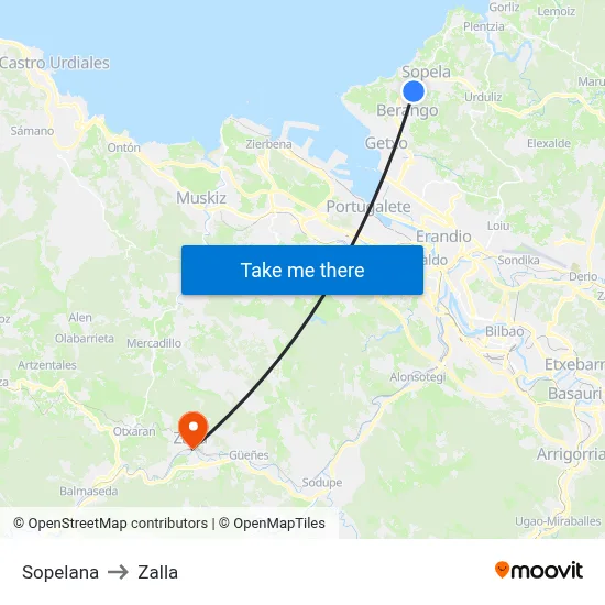 Sopelana to Zalla map