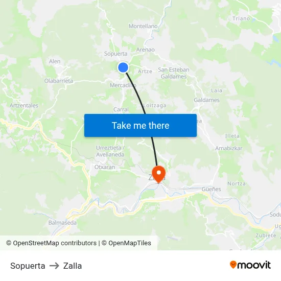 Sopuerta to Zalla map