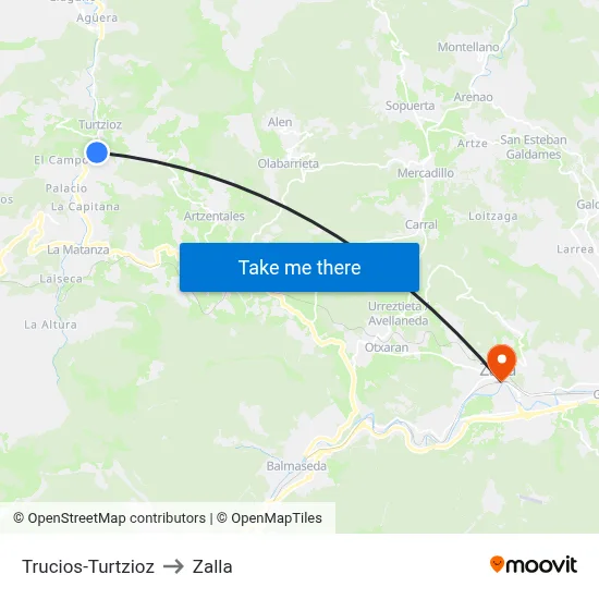 Trucios-Turtzioz to Zalla map