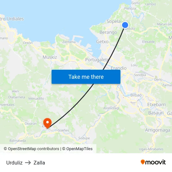 Urduliz to Zalla map