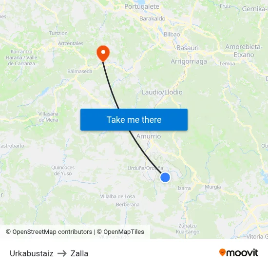 Urkabustaiz to Zalla map