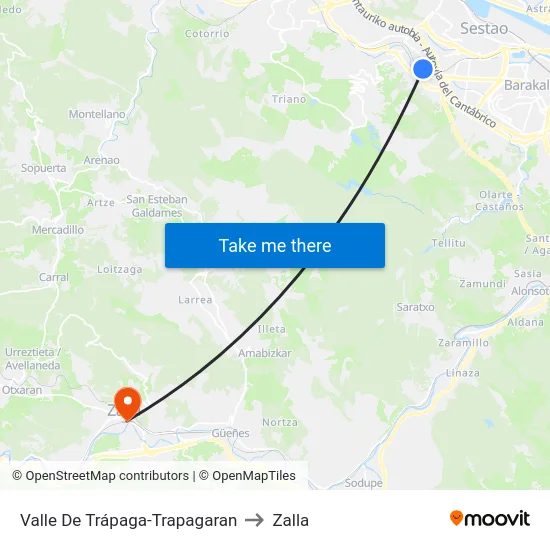 Valle De Trápaga-Trapagaran to Zalla map