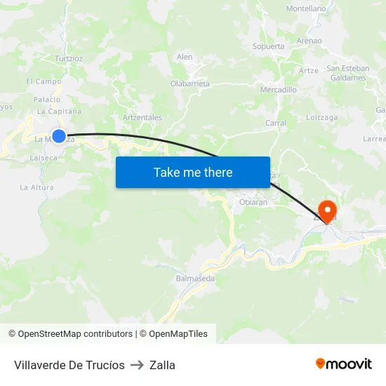 Villaverde De Trucíos to Zalla map